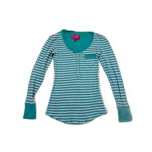 Victoria’s Secret Striped Thermal Pajama Set XS Teal Long Sleeve Sleep